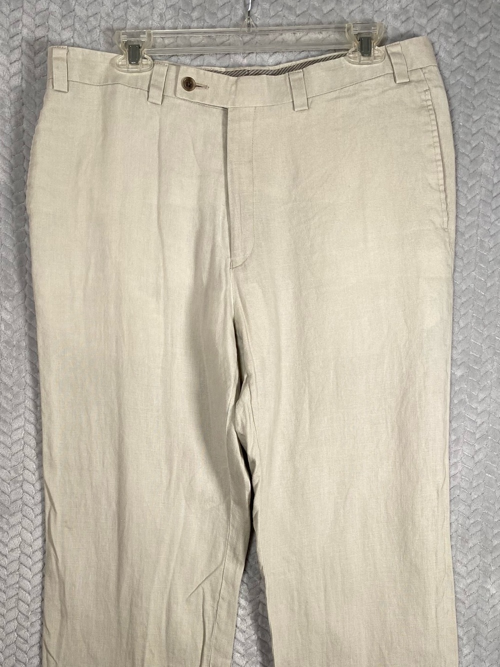 Calvin Klein Mens 100% Linen Pants 36R Beige Summer Beach Dress Slacks